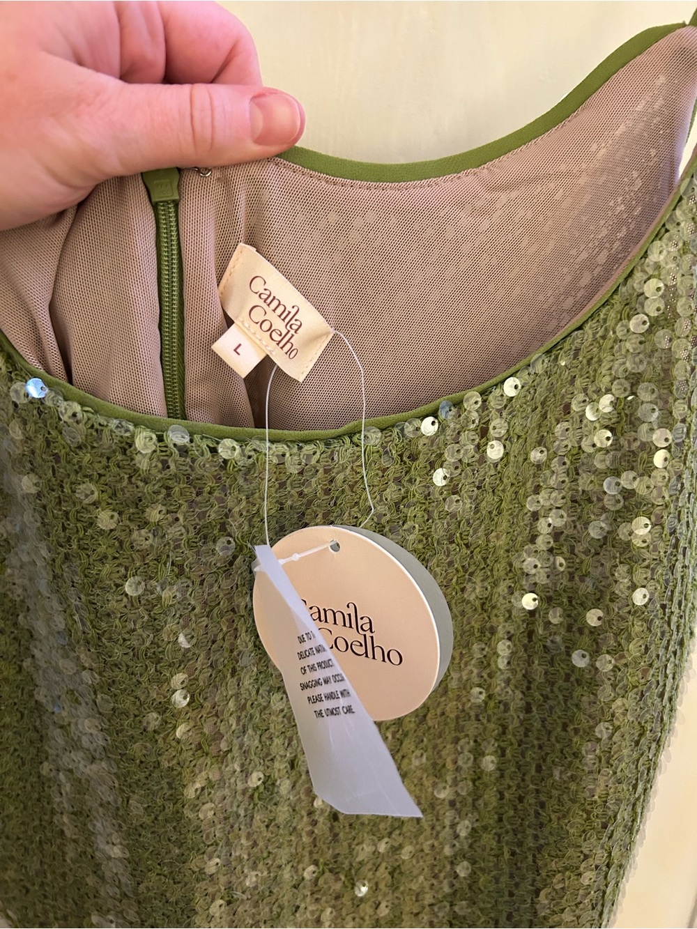 Revolve x Camila Coelho Energia Sequin Mini Dress in Island Green NWT Sz L - Picture 5 of 7